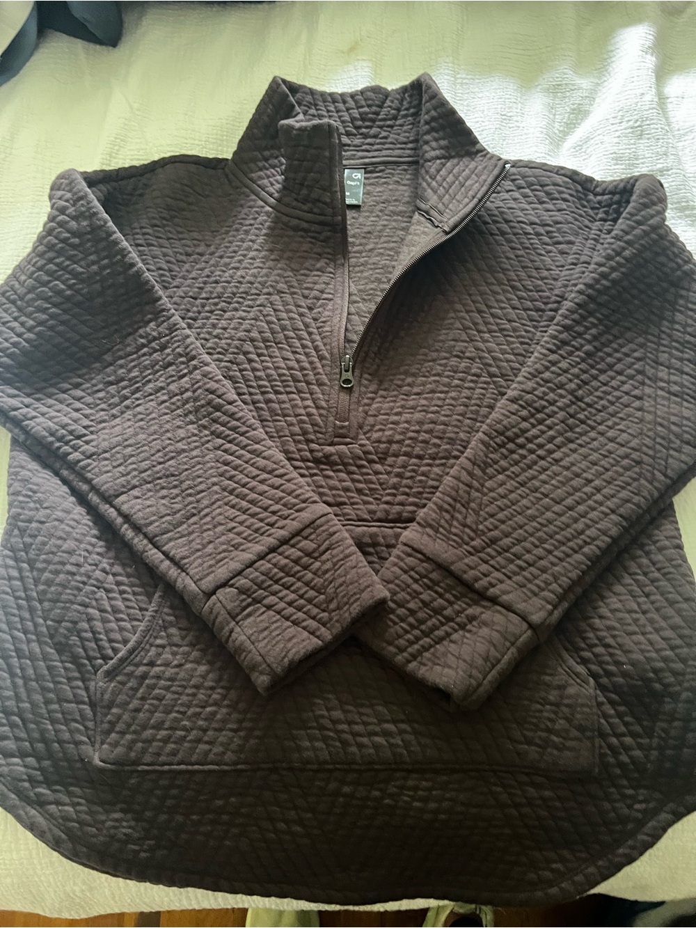 GAPFIT Quilted Half-Zip Pullover Sweatshirt - Dark Brown